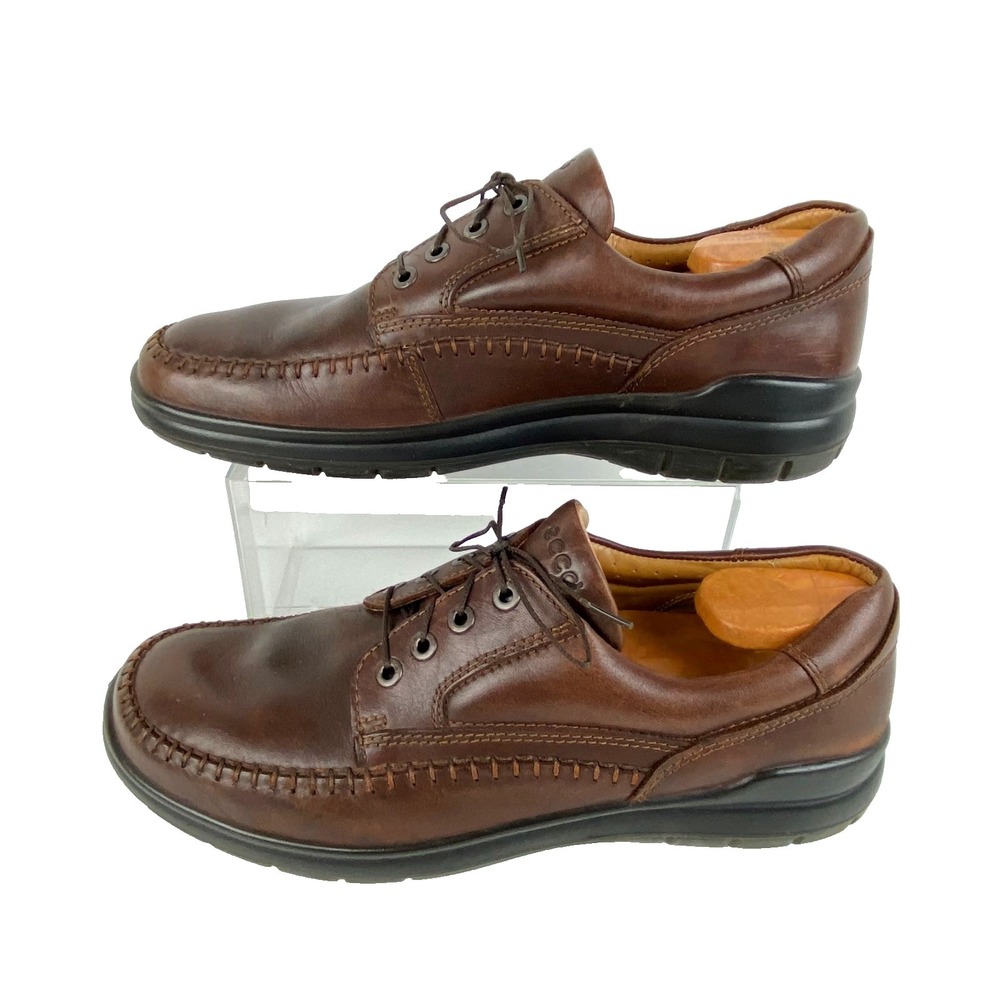 Ecco Seawalker Leather Shoes Mens 44 Brown 10 - 10.5 Comfort Oxfords Lace Up EUC